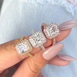 Stunning 3.5 CT Radiant Moissanite Engagement Ring Pave and Halo Design 9