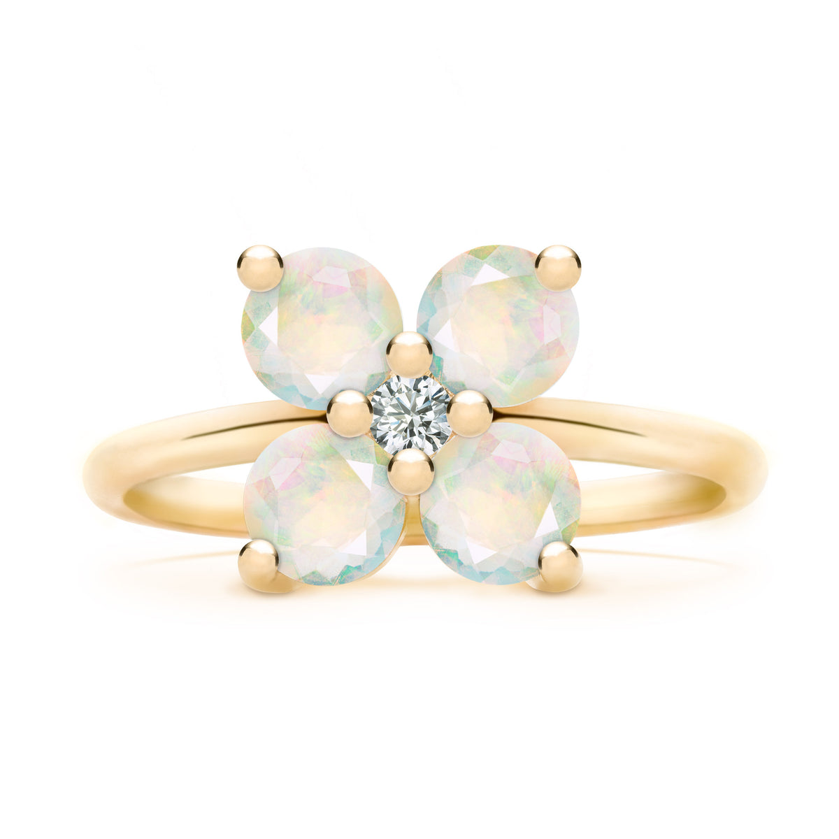 1.0 TCW Round Opal Lab Made Diamond- October Birthstone Engagement Ring 4