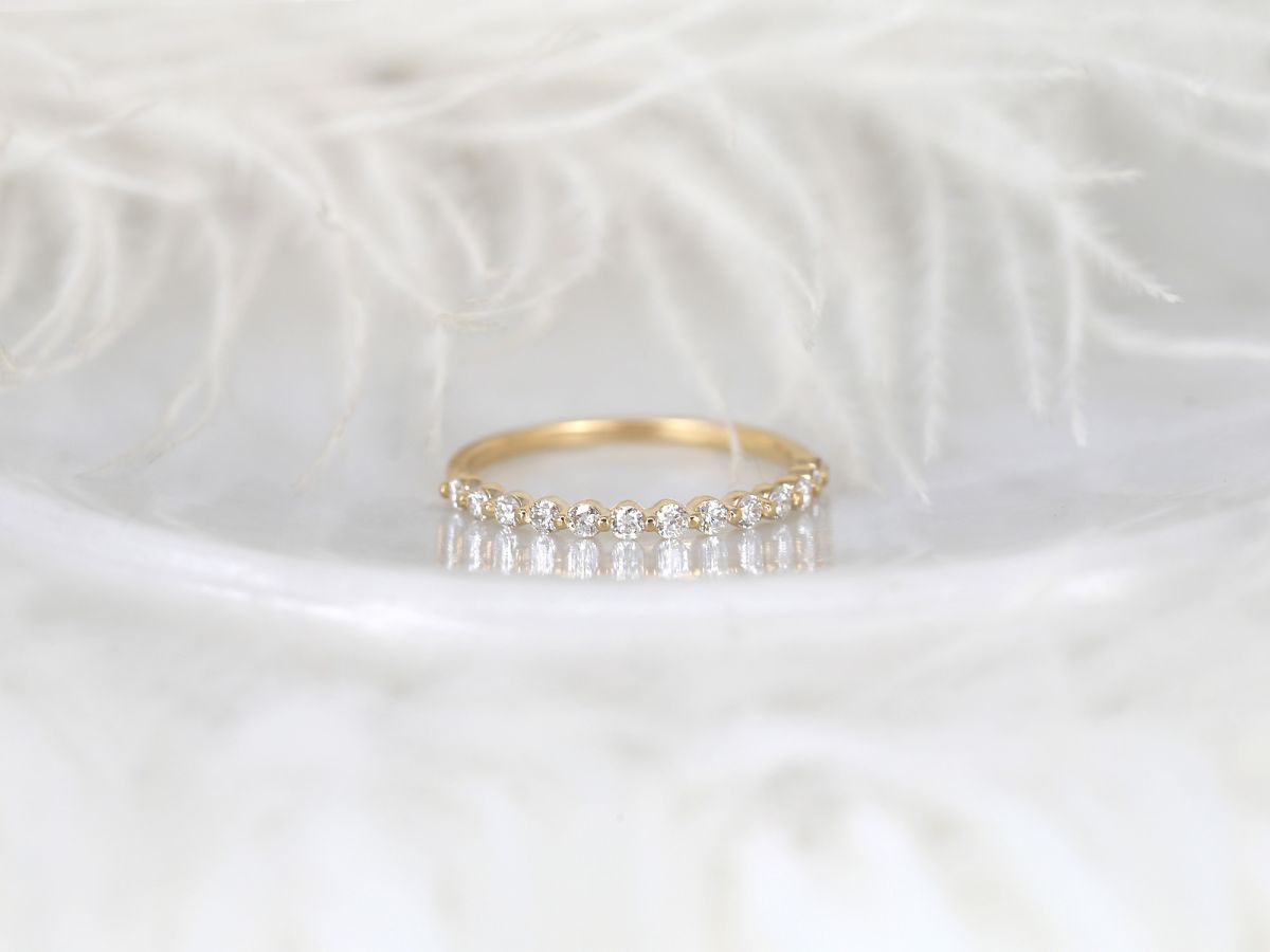 Stunning 0.35 TCW Round Moissanite Stones Half Eternity Wedding Bands 1