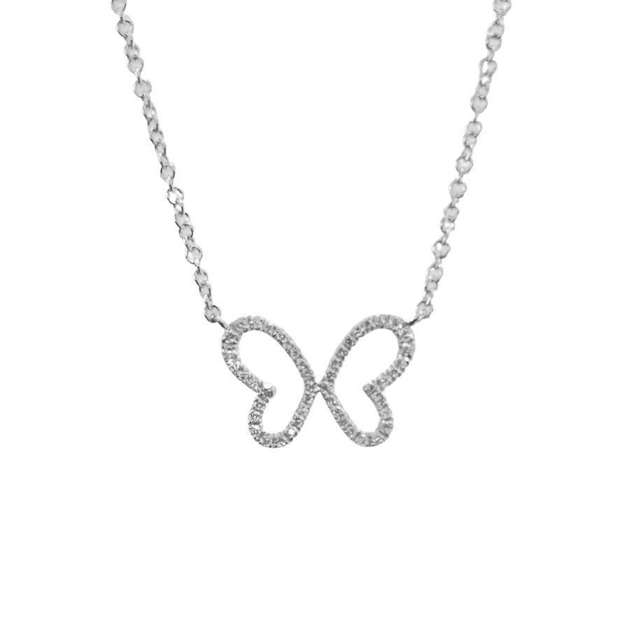 0.50 TCW Moissanite Diamond Butterfly Pendant Necklace in Solid Gold 1