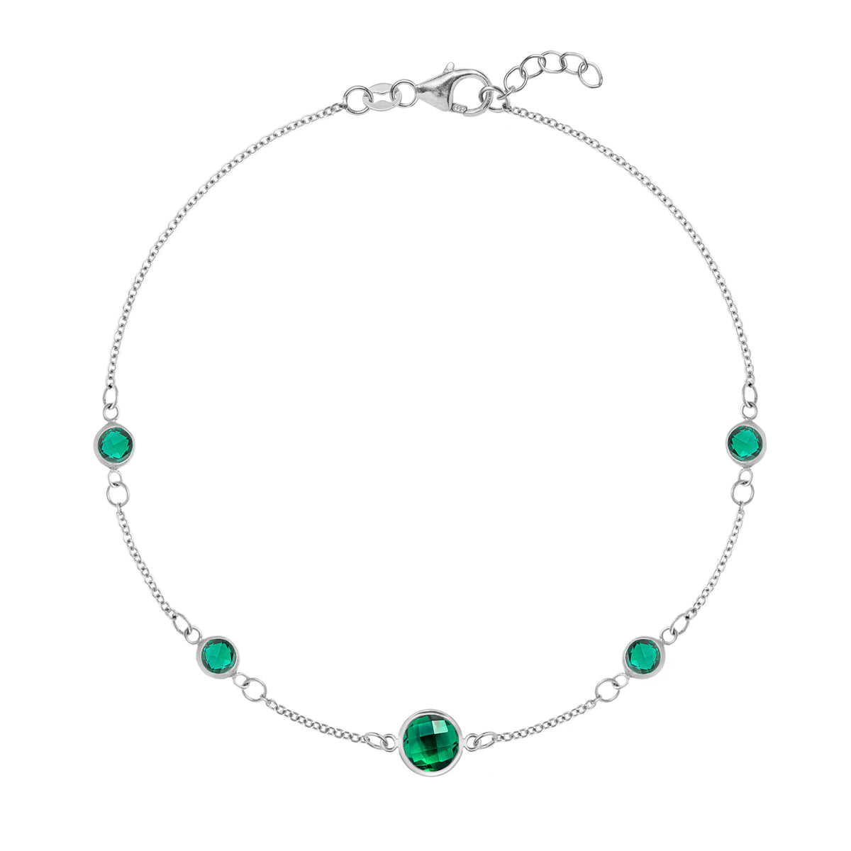 0.25 CT Round Emerald Lab Made Diamond-May Birthstone Dainty Bracelet 5