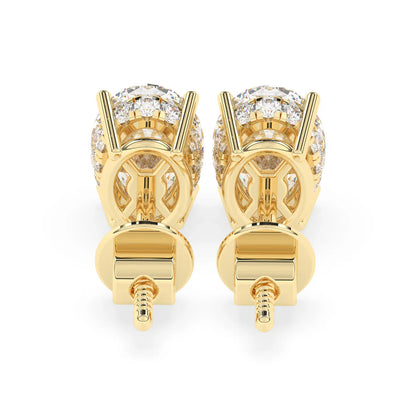 2.0 TCW Oval Cut Moissanite Hidden Halo Stud Earrings in Gold 4
