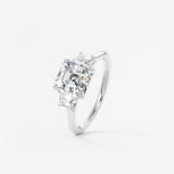 Asscher Three Stone Lab Grown Diamond Engagement Ring