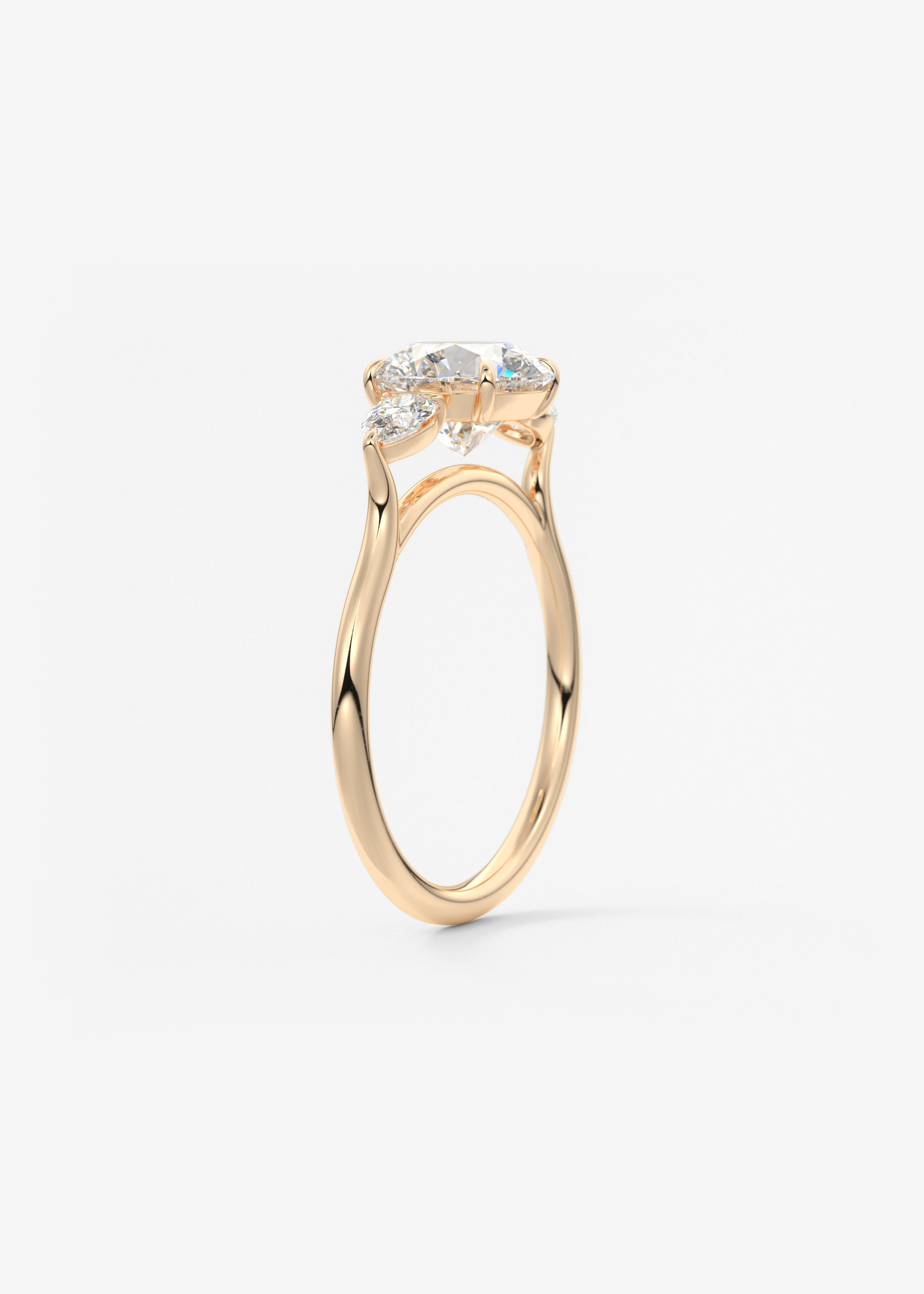 Round Three Stone Lab Grown Diamond Engagement Ring