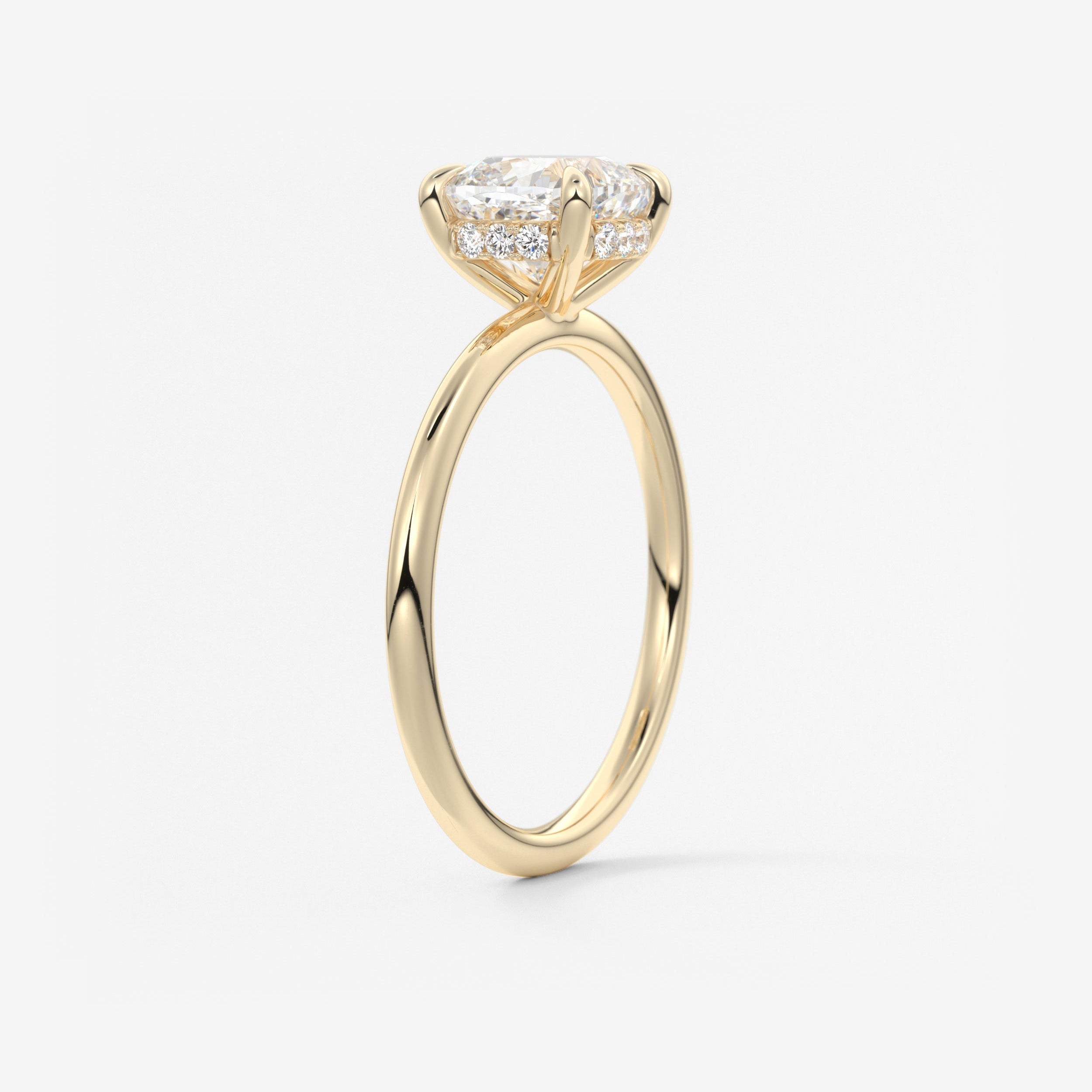 Cushion Hidden Halo Lab Grown Diamond Engagement Ring