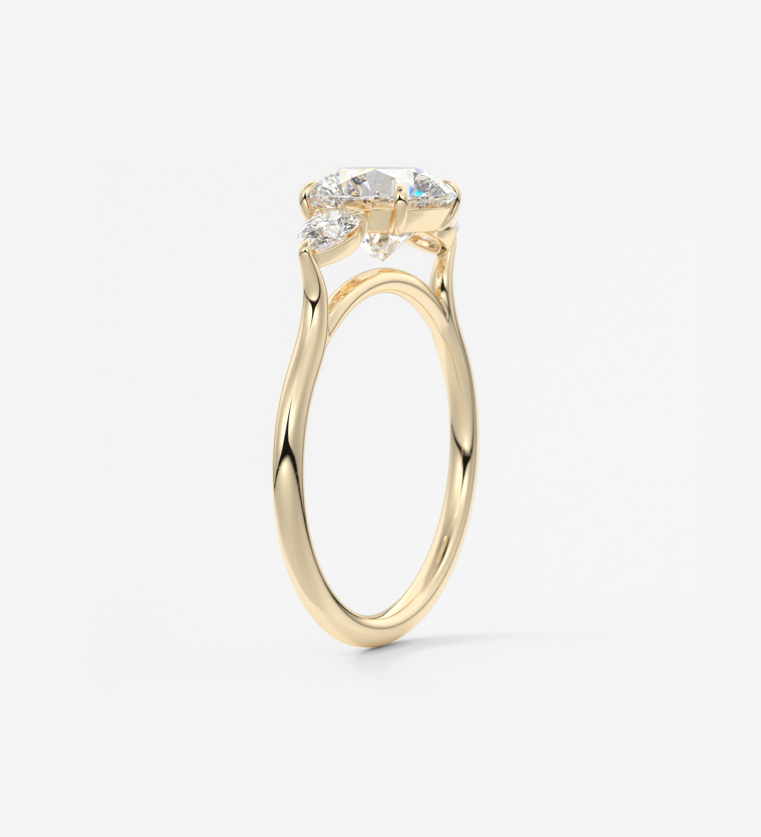 Round Three Stone Lab Grown Diamond Engagement Ring