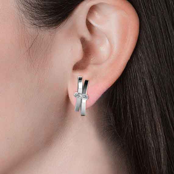 Round Cut Cubic Zirconia in 925 Sterling Silver Earrings 5
