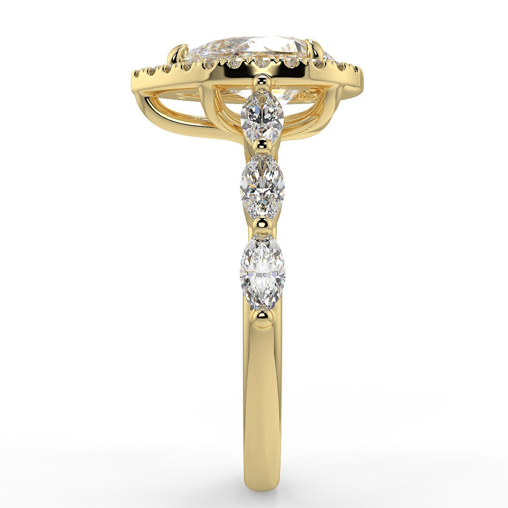 Stunning 0.81 CT Pear Moissanite Engagement Ring with Halo & Pave Design 3