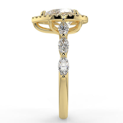 Stunning 0.81 CT Pear Moissanite Engagement Ring with Halo & Pave Design 3