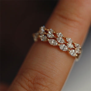 0.2 TCW Marquise Cut Moissanite Bridal Wedding Band With Pave Accents