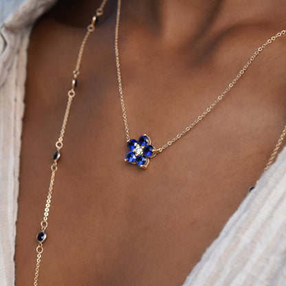1.46 TCW Round Sapphire Lab Made Diamond- September Birthstone Necklace 6