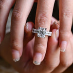 Stunning 1.0 - 2.0 CT Emerald Moissanite Engagement Ring With Hidden Halo Design 4