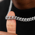 30 CT Round Moissanite Diamond Cuban Silver Necklace For Him 3