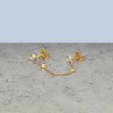 0.20 TCW Round Cut Moissanite Chain Earrings in Gold 6