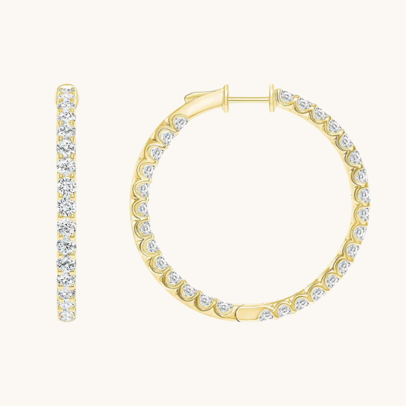 0.30 TCW Round Cut Moissanite Big Hoops Earrings in Gold 1