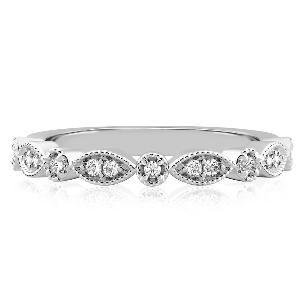 Stunning 0.26 TCW Round Moissanite Stones Milgrain Wedding Band 1