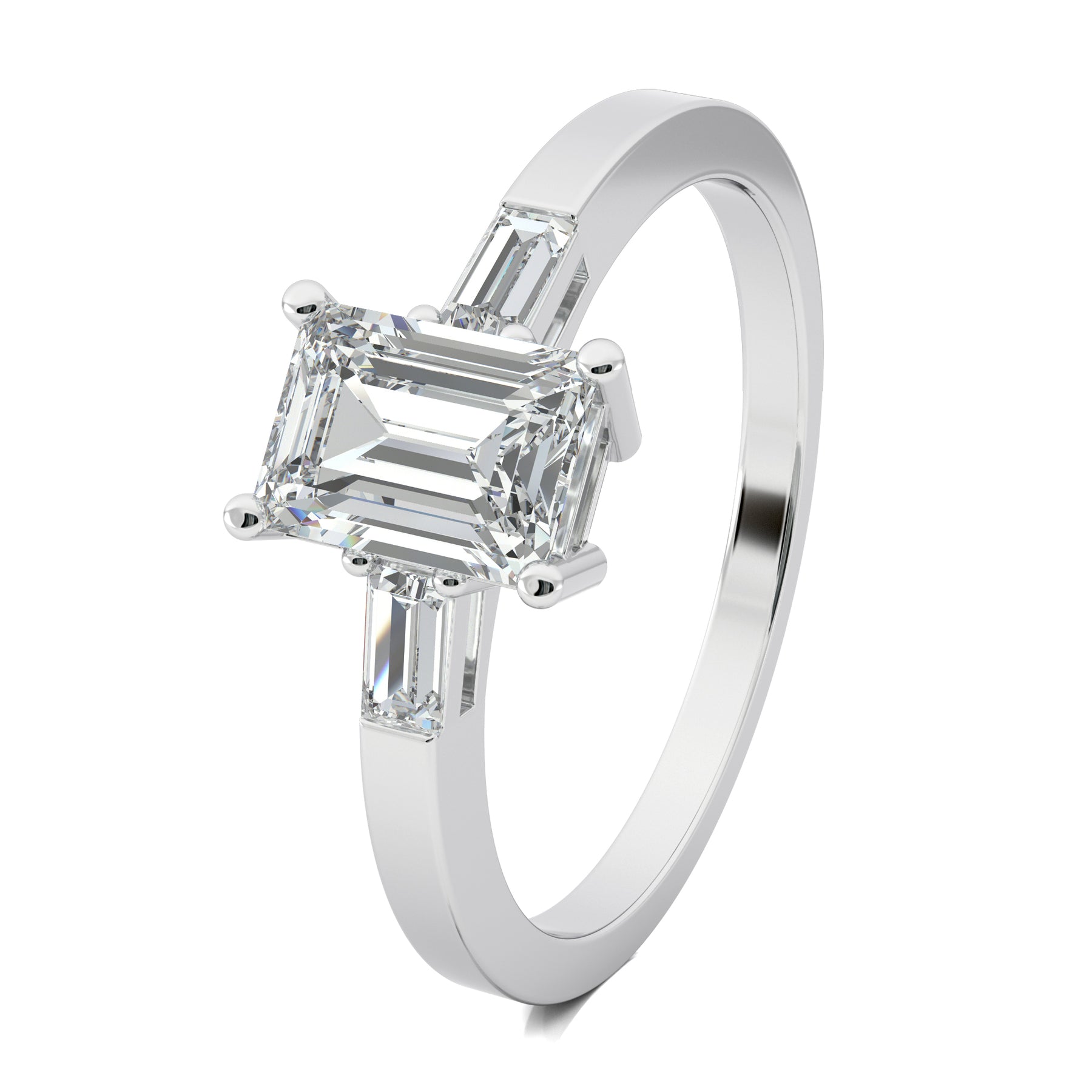 Stunning 0.5 CT Emerald Moissanite Engagement Ring With Three Stone Design 2