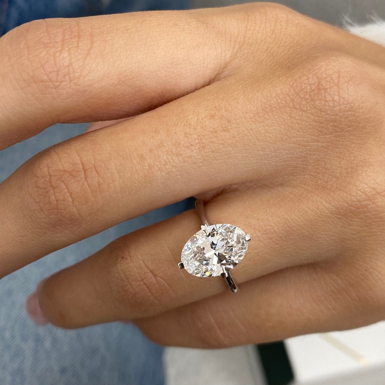 Stunning 3.0 CT Oval Moissanite Engagement Ring with Solitaire Designs 6