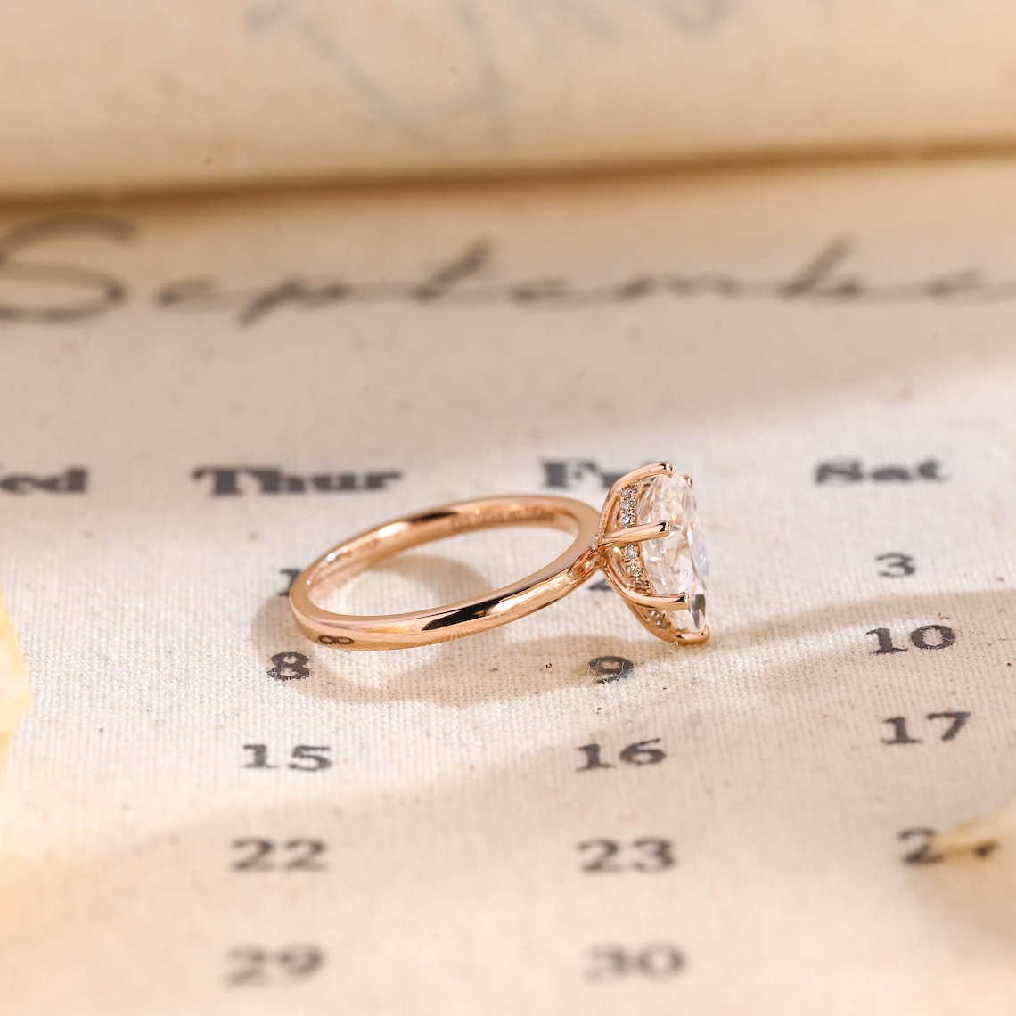Stunning 3.0 CT Pear Moissanite Engagement Ring with Hidden Halo Design 5