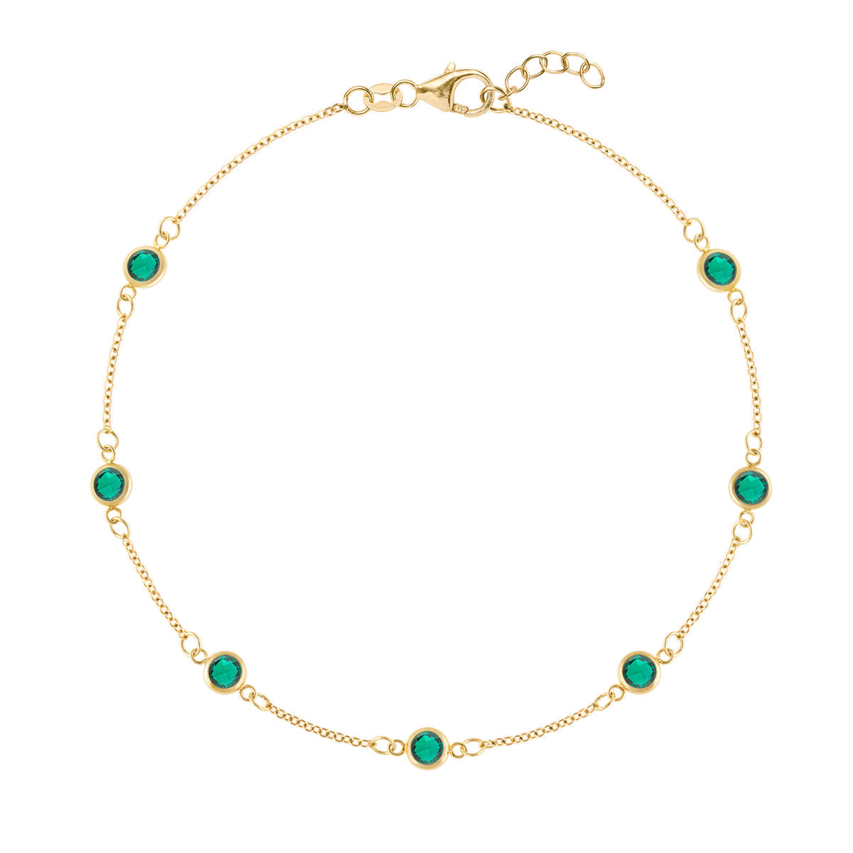 1.75 TCW Round Emerald Lab Made Diamond-May Birthstone Chain Bracelet 1
