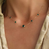0.84 CT Round Emerald Lab Made Diamond-May Birthstone Dainty Necklace 3