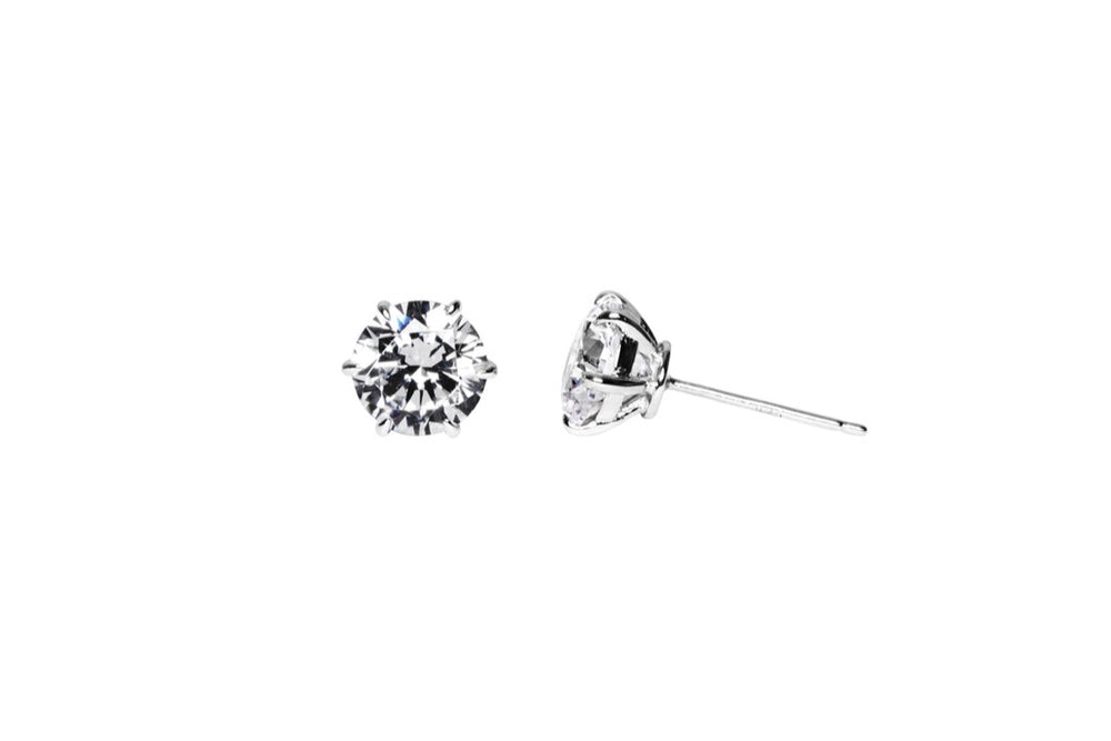 Round Cut Cubic Zirconia in 925 Sterling Silver Earrings 3