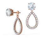 1.90 TCW Round Cut Moissanite Open Pear Jacket Earrings in Gold 3