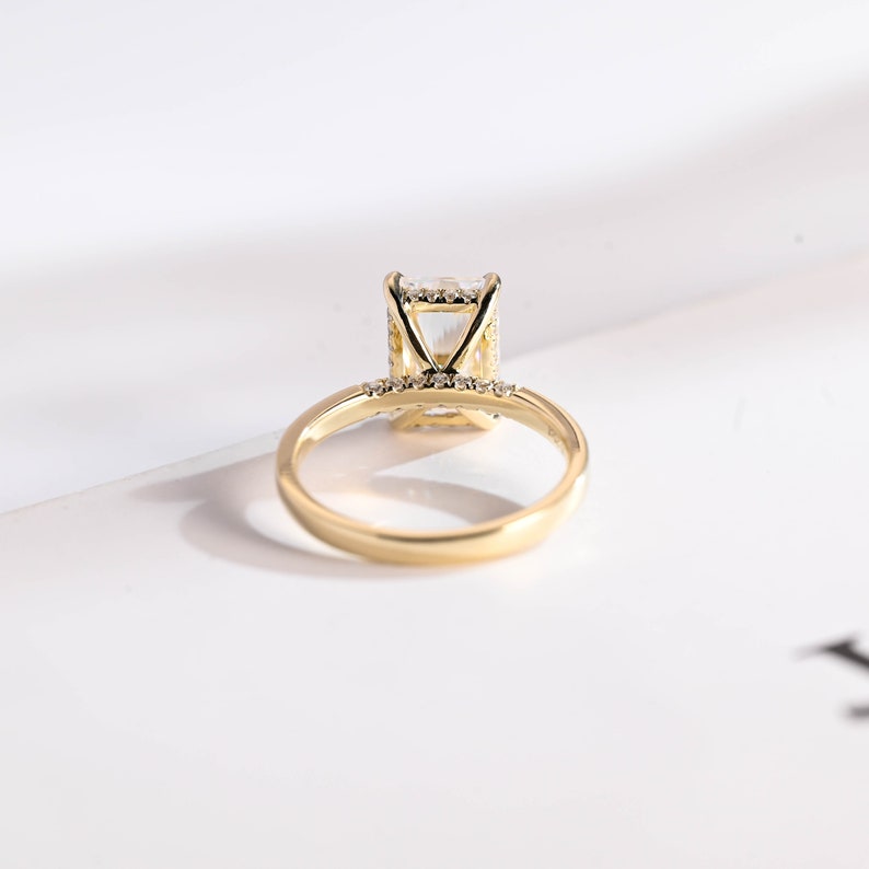Stunning 1.5 - 2.5 CT Radiant Moissanite Engagement Ring with Pave & Hidden Halo Design 5