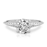 Stunning 1.0- 2.0 CT Round Moissanite Engagement Ring with Split Shank Pave Design 1