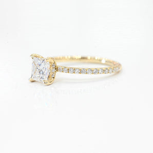 Stunning 2.0 CT Princess Moissanite Engagement Ring with Hidden Halo & Pave Design