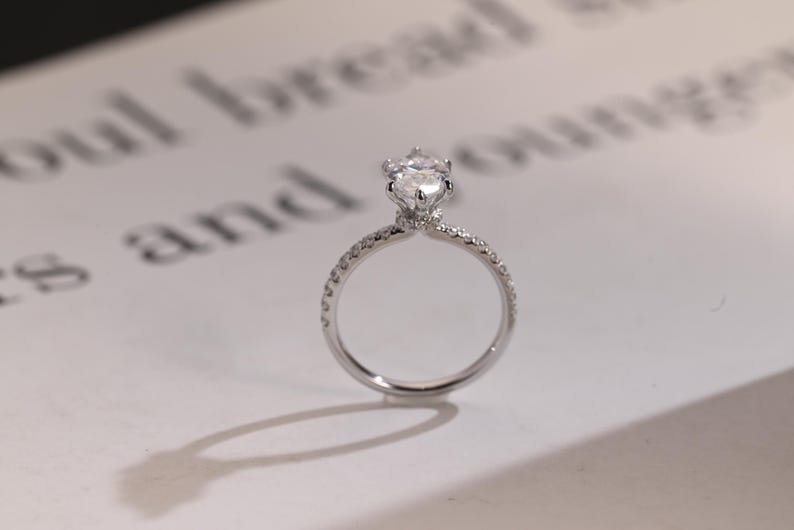 Stunning 1.0 - 2.0 CT Marquise Moissanite Engagement Ring with Pave Design 8