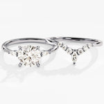 1.50 CT Round Cut Moissanite Cluster Bridal Ring Set with Round & Marquise Curved Wedding Bands 6