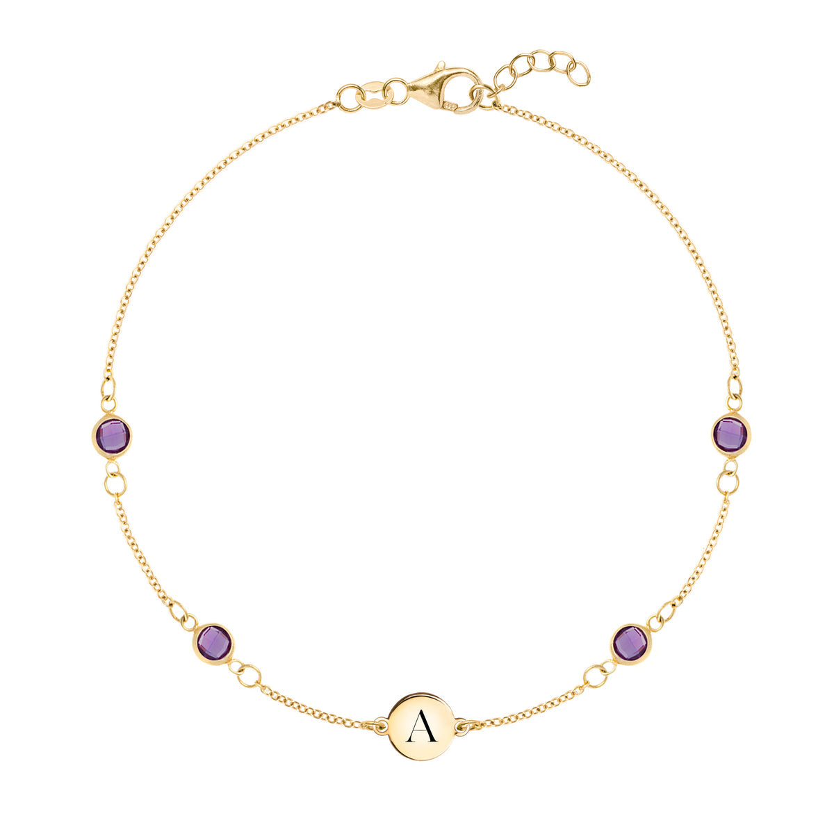 1.0 TCW Round Amethyst Lab Made Diamond- February Birthstone Bracelets 1