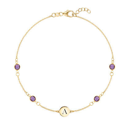 1.0 TCW Round Amethyst Lab Made Diamond- February Birthstone Bracelets 1