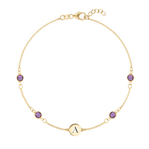 1.0 TCW Round Amethyst Lab Made Diamond- February Birthstone Bracelets