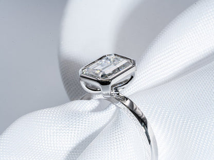 Classic 2.0 CT Emerald Moissanite Engagement Ring with Bezel Design 4