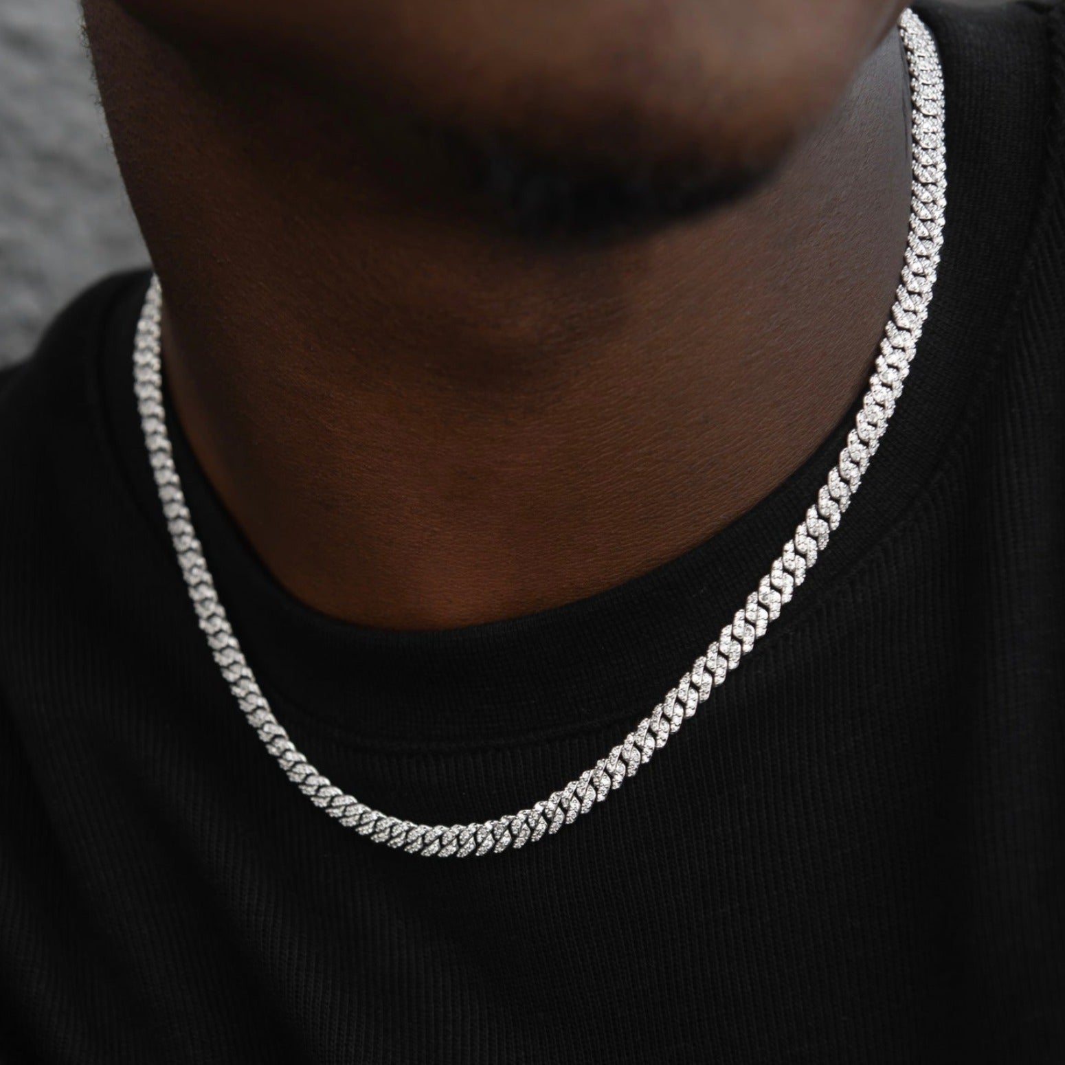 40 CT Round Moissanite Diamond Cuban Silver Necklace For Him 1