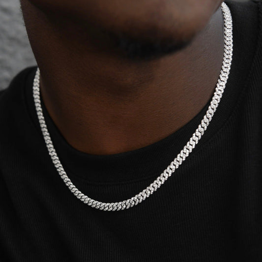 40 CT Round Moissanite Diamond Cuban Silver Necklace For Him 1