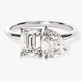 Stunning 2.50 TCW Pear & Emerald Moissanite Engagement Ring 4