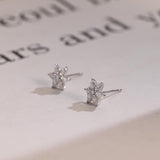 0.50 TCW Round & Pear Cut Moissanite Floral Stud Earrings in Gold 7