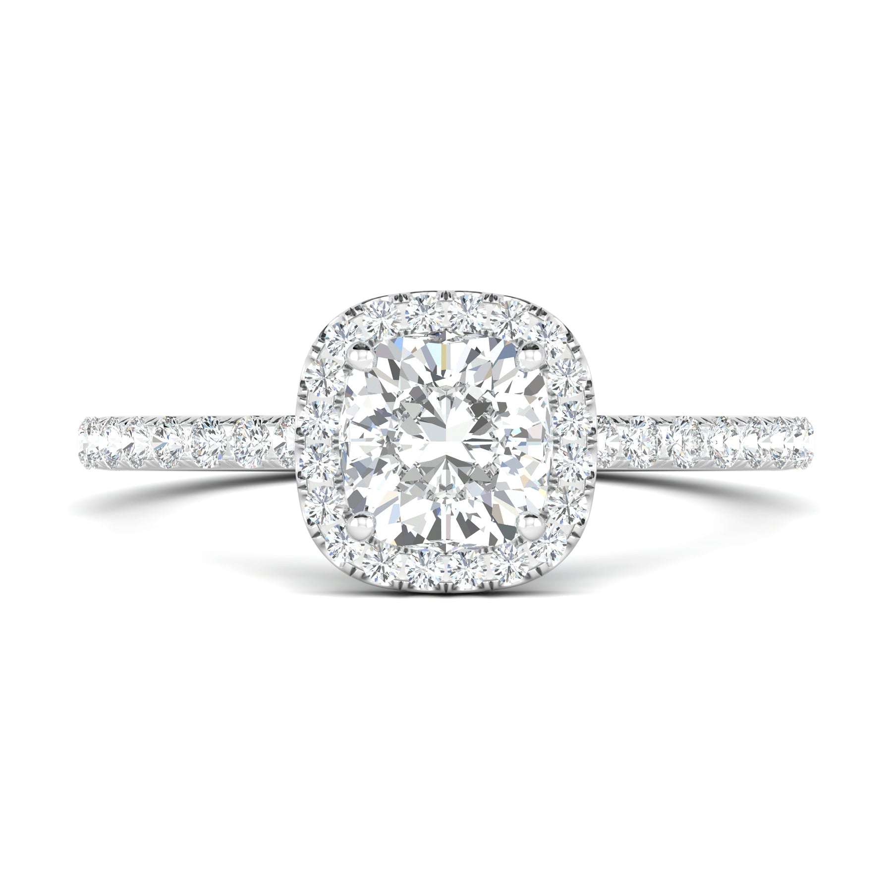 Stunning 0.5 CT Cushion Moissanite Engagement Ring With Halo & Pave Design 1