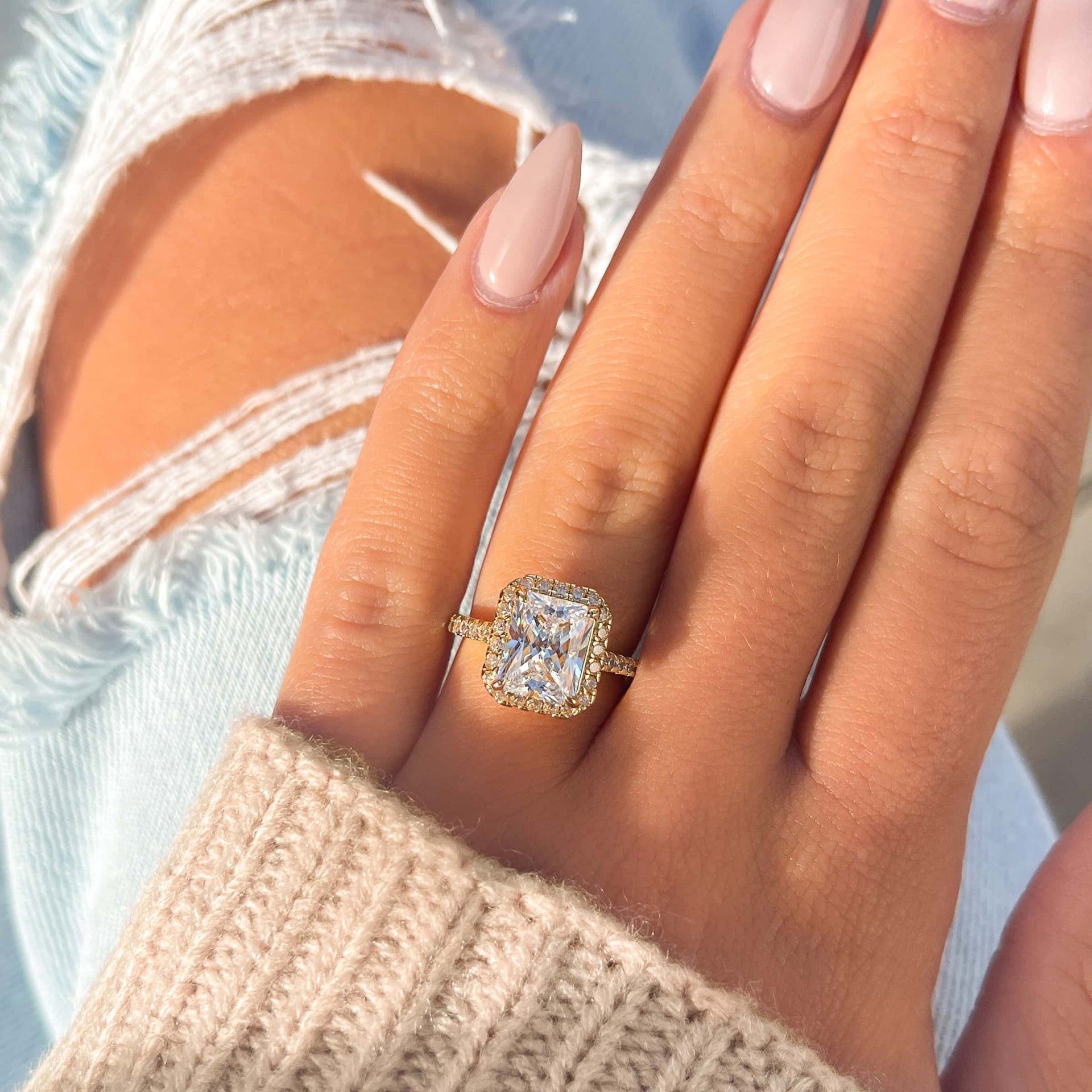 Stunning 3.5 CT Radiant Moissanite Engagement Ring with Pave and Halo Design 9