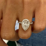 Stunning 1.75 CT Pear Moissanite Engagement Ring with Halo & Pave Design 7