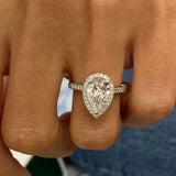 Stunning 1.75 CT Pear Moissanite Engagement Ring with Halo & Pave Design 7