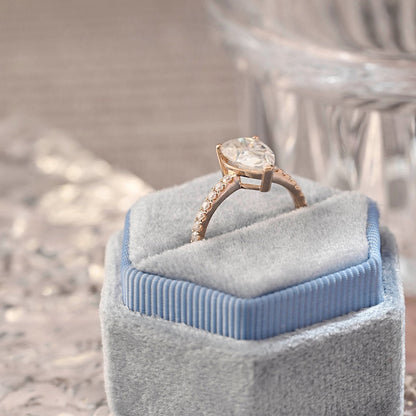 Stunning 3.0 CT Pear Moissanite Engagement Ring with Pave Design 7