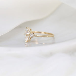 Stunning 1 CT Marquise Moissanite Engagement Ring with Cluster Design