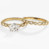1.50 CT Round Cut Moissanite Bridal Ring Set with Marquise & Round Wedding Bands 1
