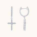1.0 TCW Round Cut Moissanite Cross Drop Earrings in Gold 3