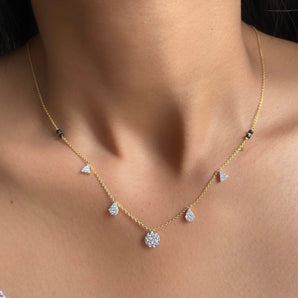 0.60 TCW Round Moissanite Diamond Necklace in Solid Gold