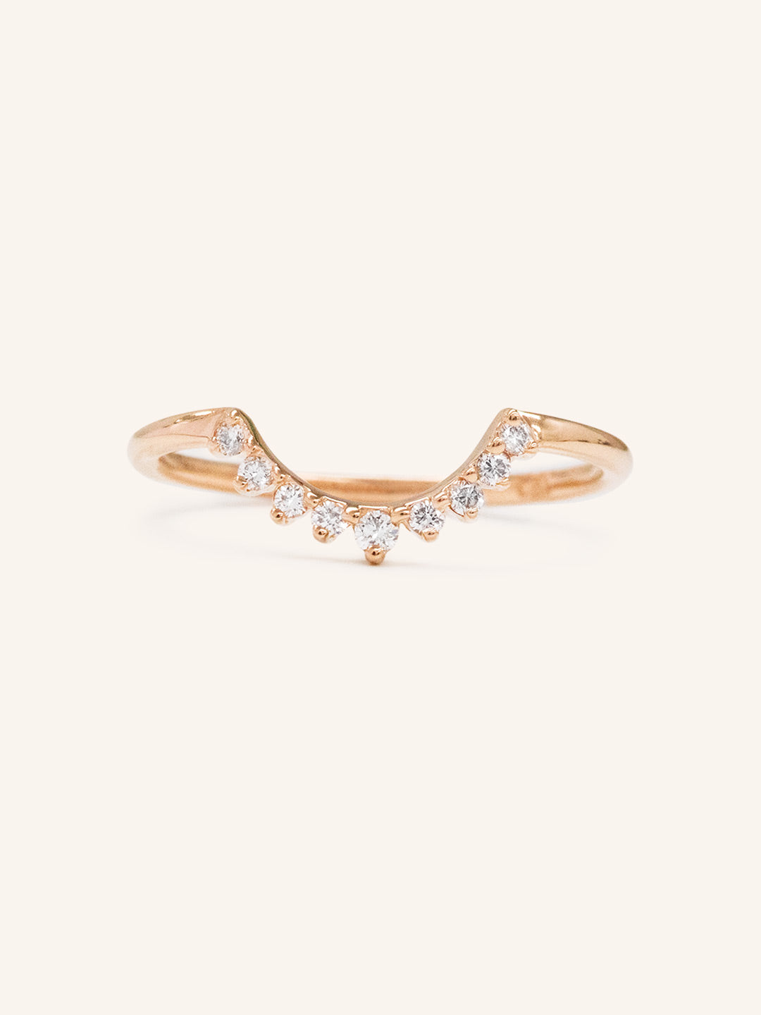 Stunning 0.2 TCW Round Moissanite Stones Curved Wedding Bands 5